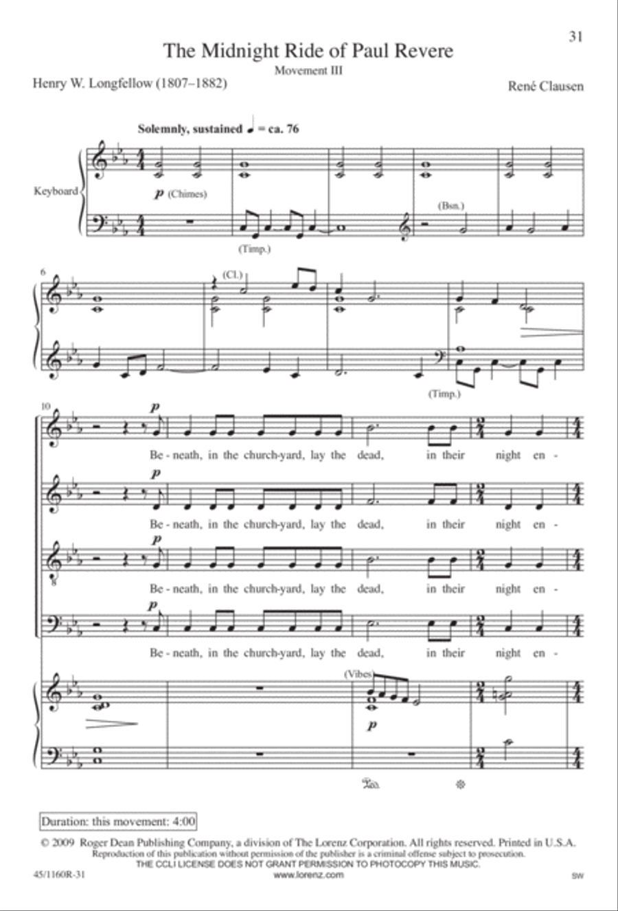The Midnight Ride of Paul Revere Divisi scores gallery preview page 32