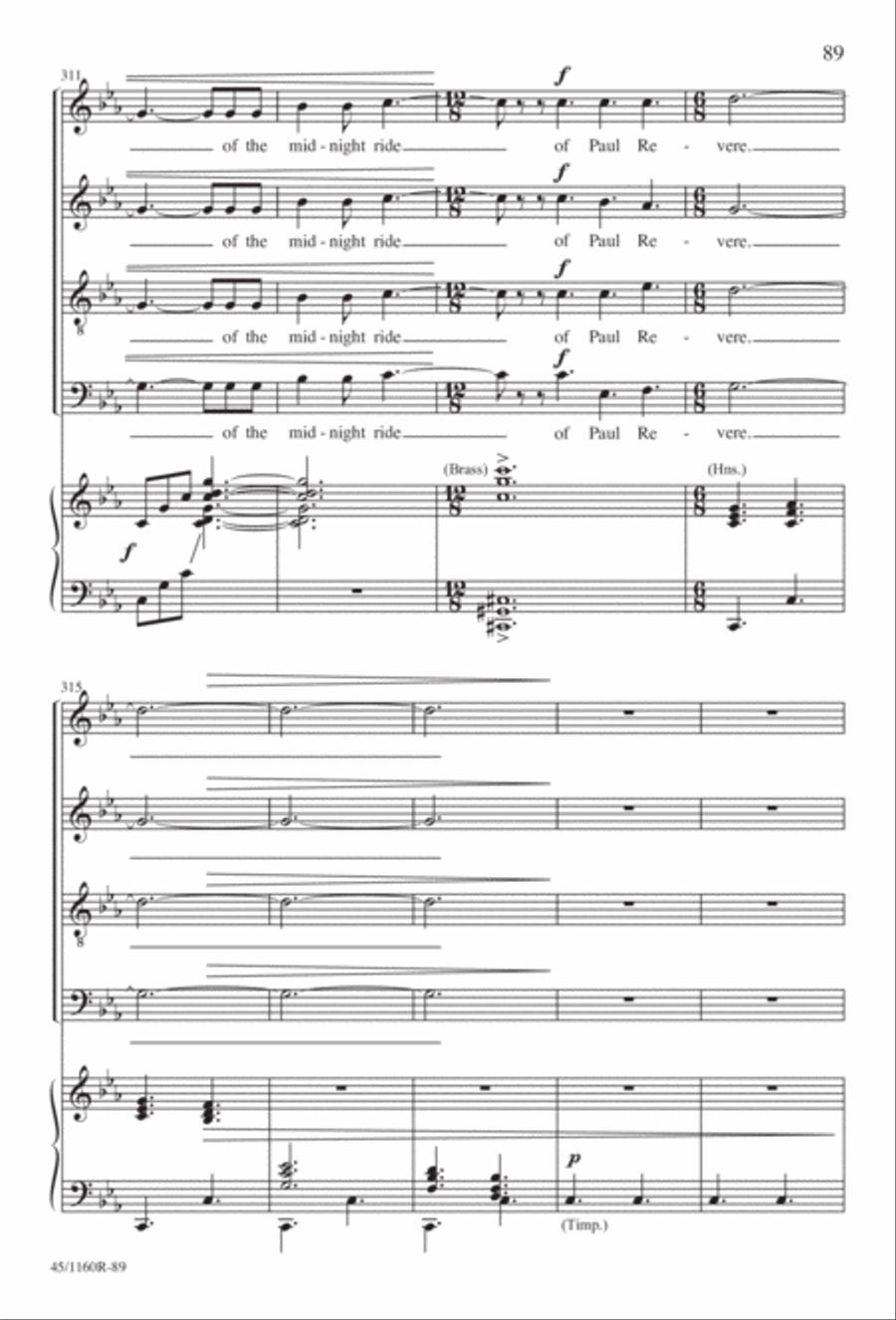 The Midnight Ride of Paul Revere Divisi scores gallery preview page 90
