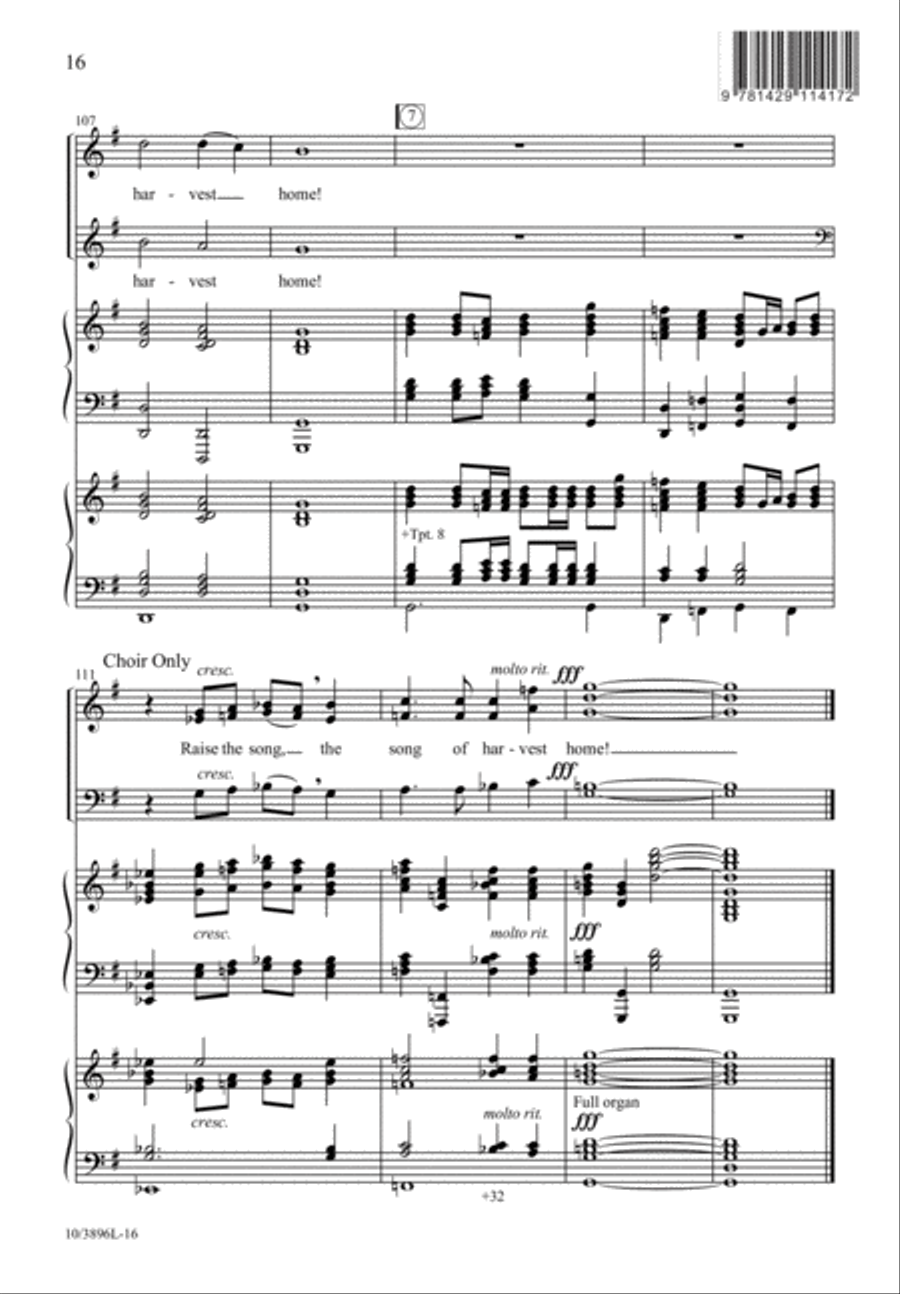 Raise the Song of Harvest Home 3-Part scores gallery preview page 17
