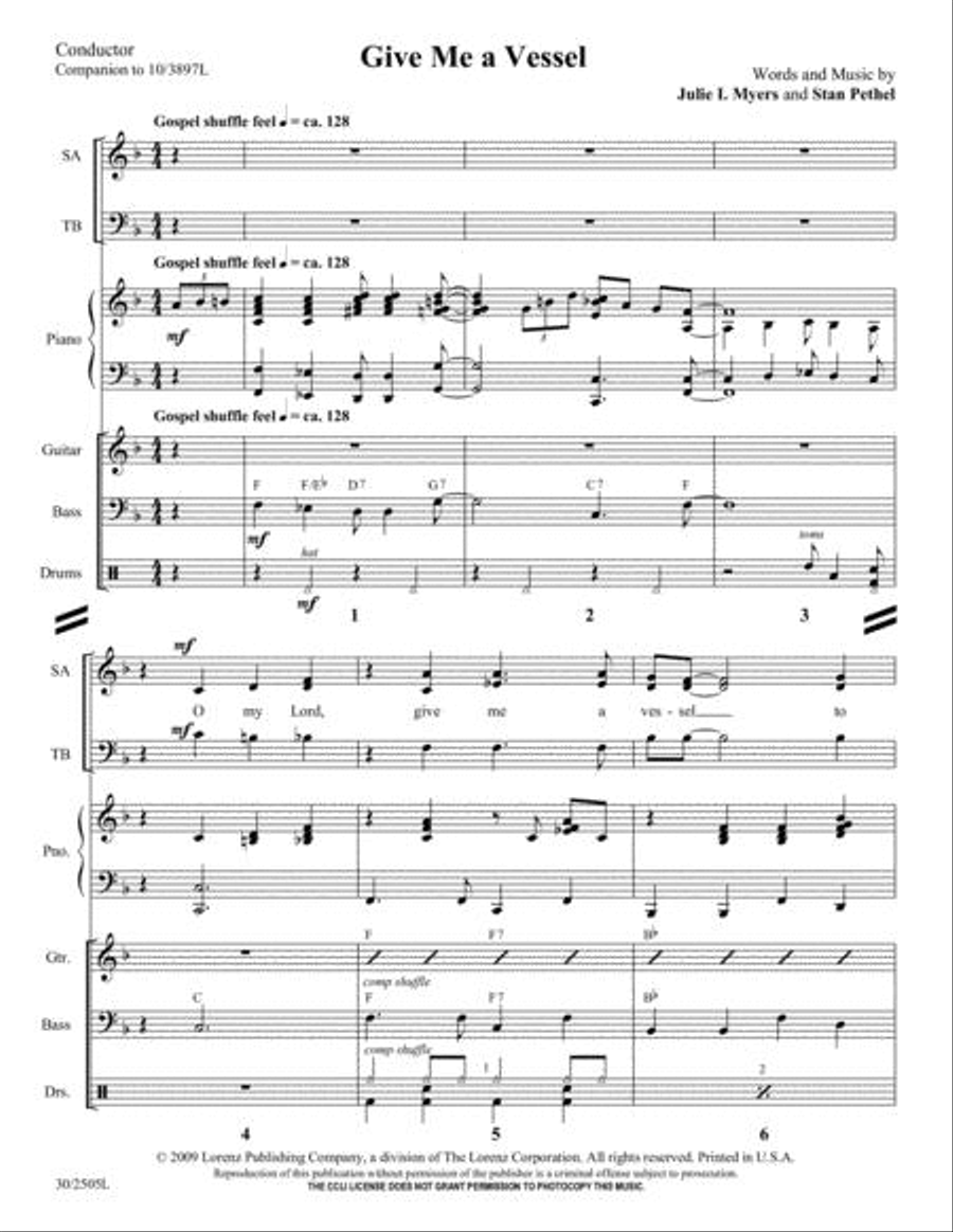 Give Me a Vessel - Rhythm Score and Parts Choir scores gallery preview page 2
