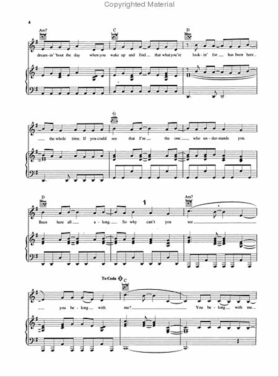 You Belong with Me Piano, Vocal, Guitar scores gallery preview page 3