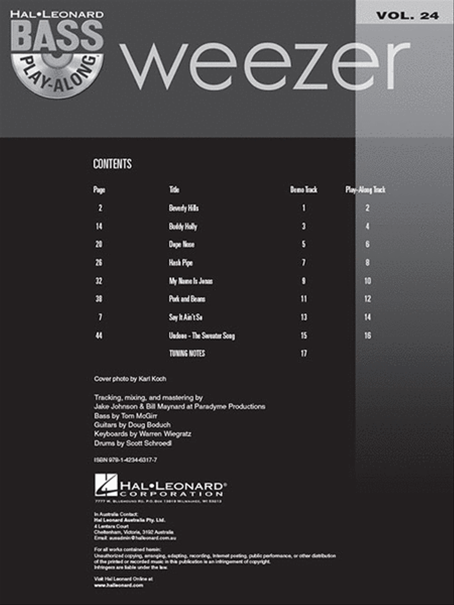 Weezer Bass Guitar Tablature scores gallery preview page 2