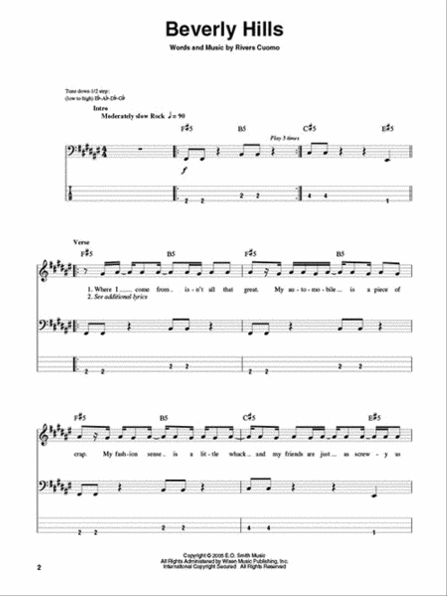 Weezer Bass Guitar Tablature scores gallery preview page 3
