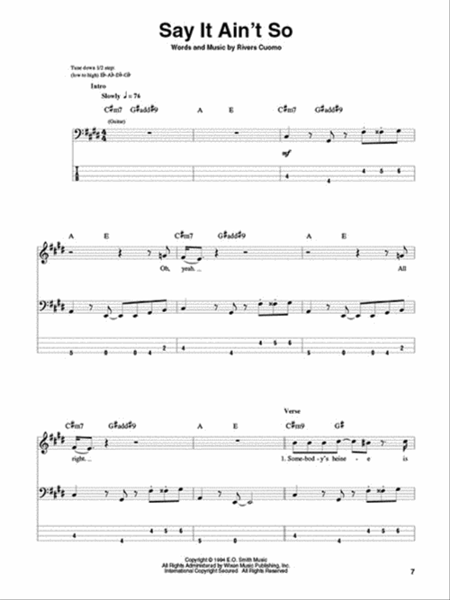 Weezer Bass Guitar Tablature scores gallery preview page 4
