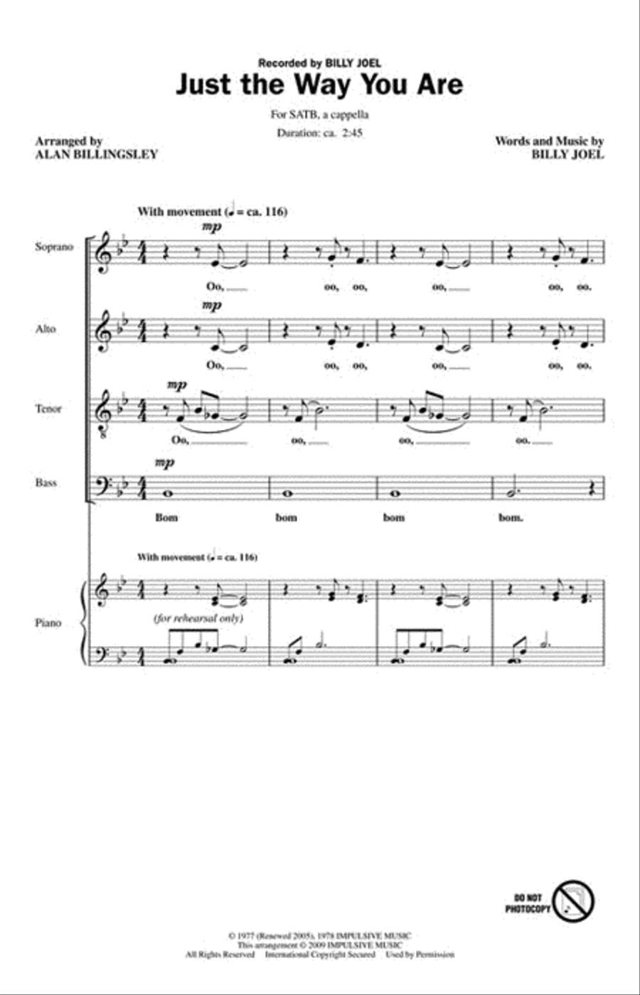 Just the Way You Are Just the Way You Are 4-Part scores gallery preview page 2