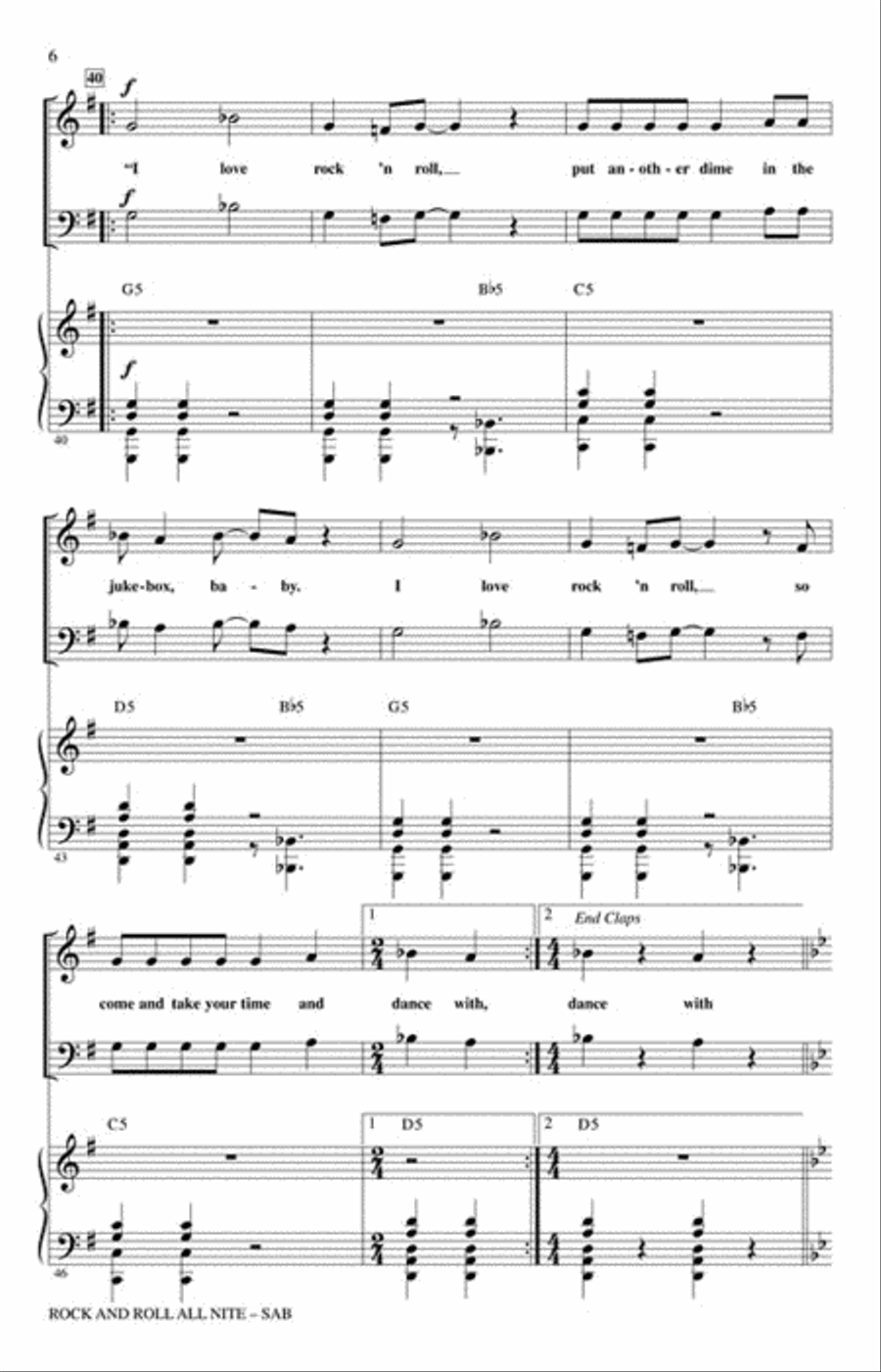 Rock and Roll All Nite Rock and Roll All Nite 3-Part scores gallery preview page 2