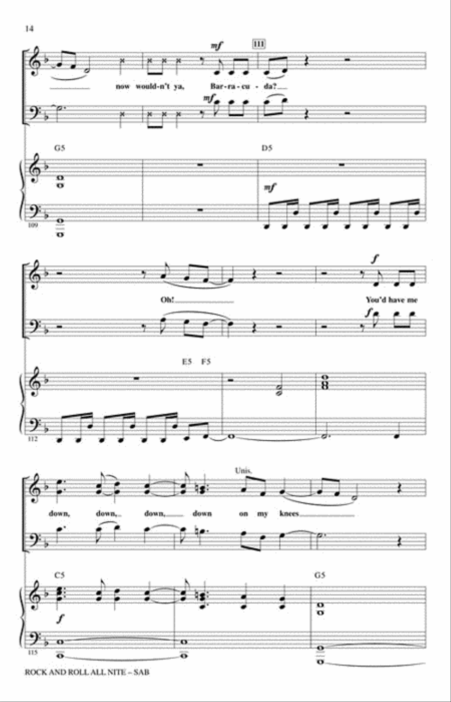 Rock and Roll All Nite Rock and Roll All Nite 3-Part scores gallery preview page 4