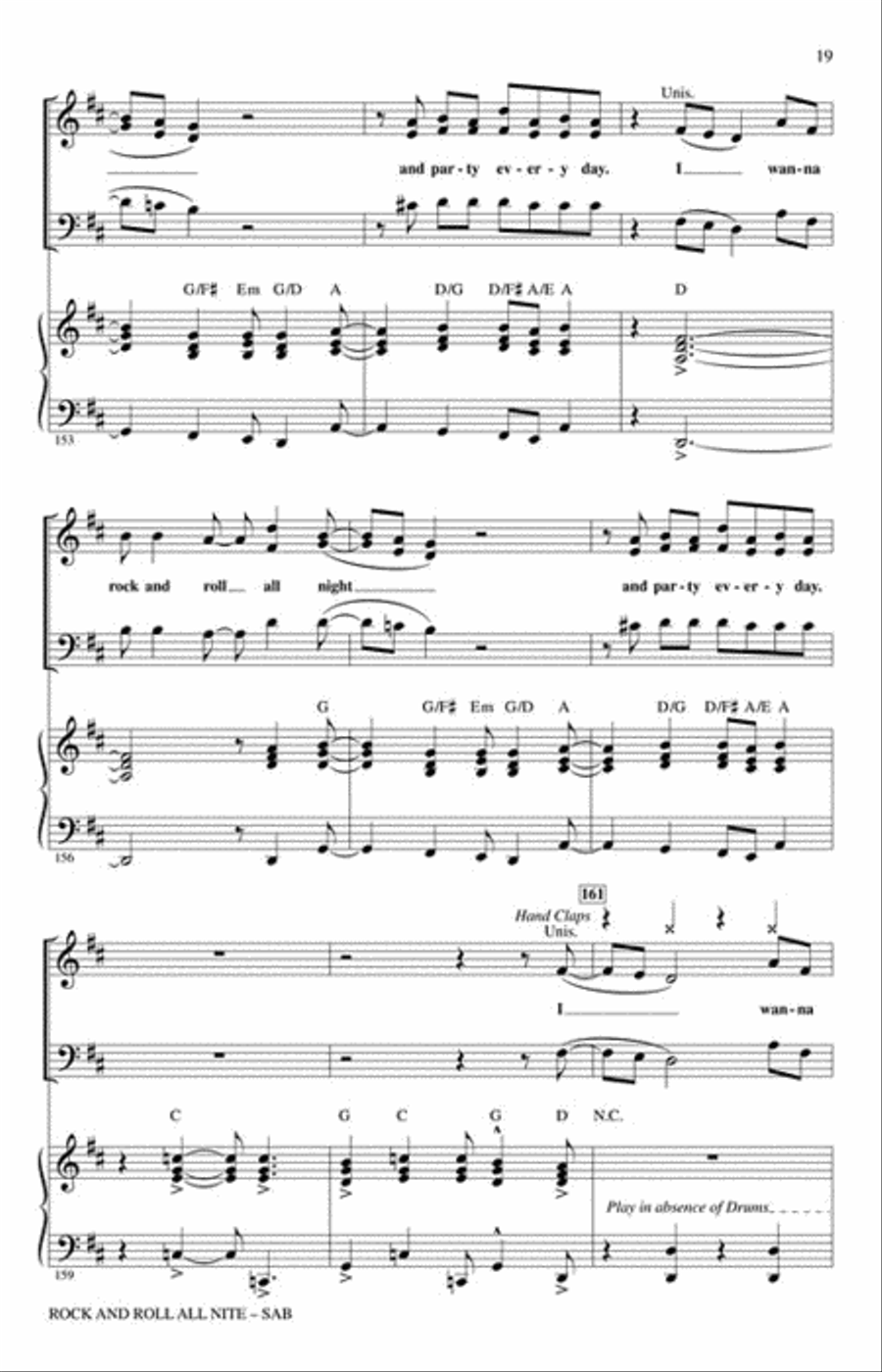 Rock and Roll All Nite Rock and Roll All Nite 3-Part scores gallery preview page 5