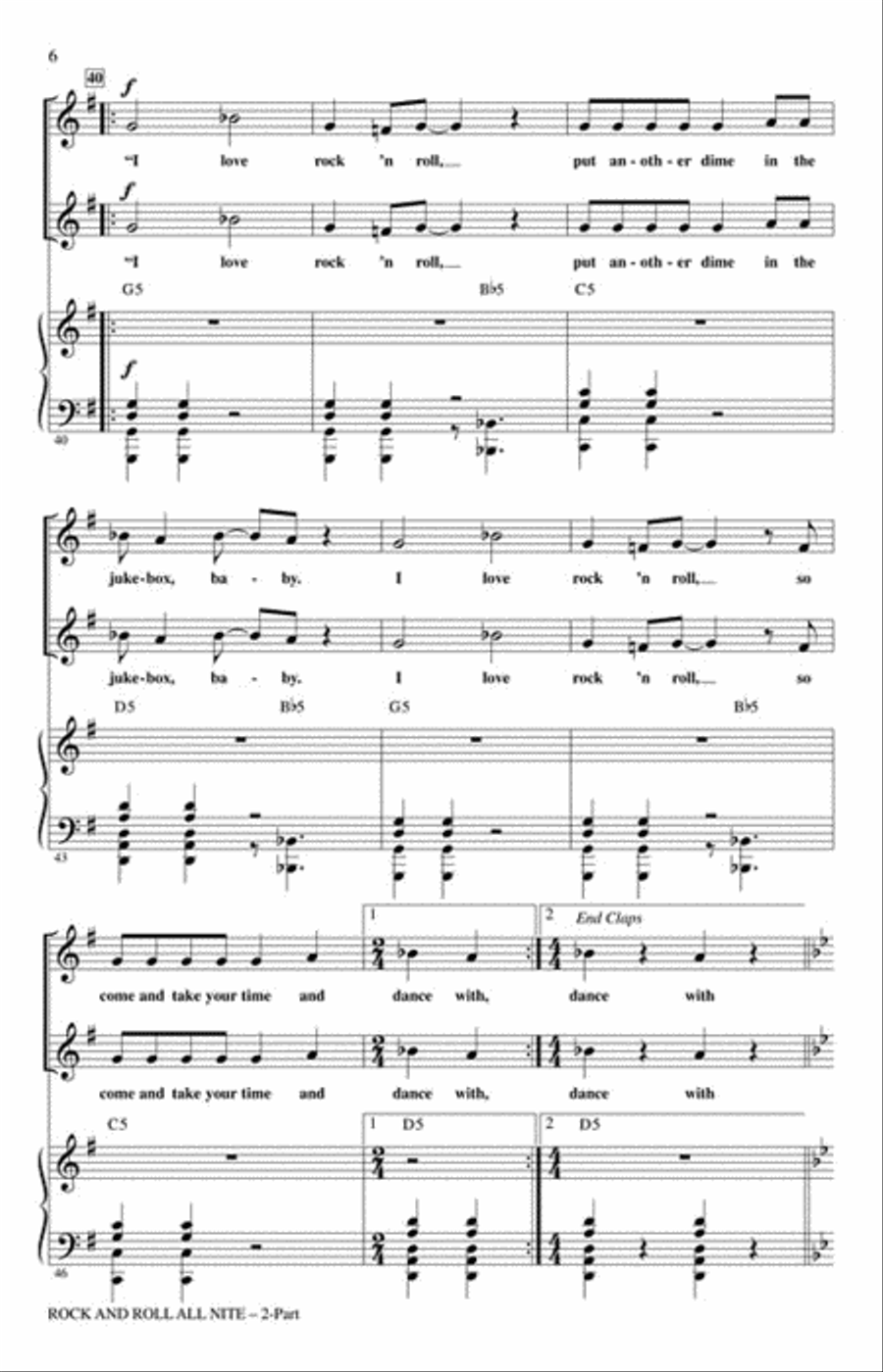 Rock and Roll All Nite Rock and Roll All Nite 2-Part scores gallery preview page 2