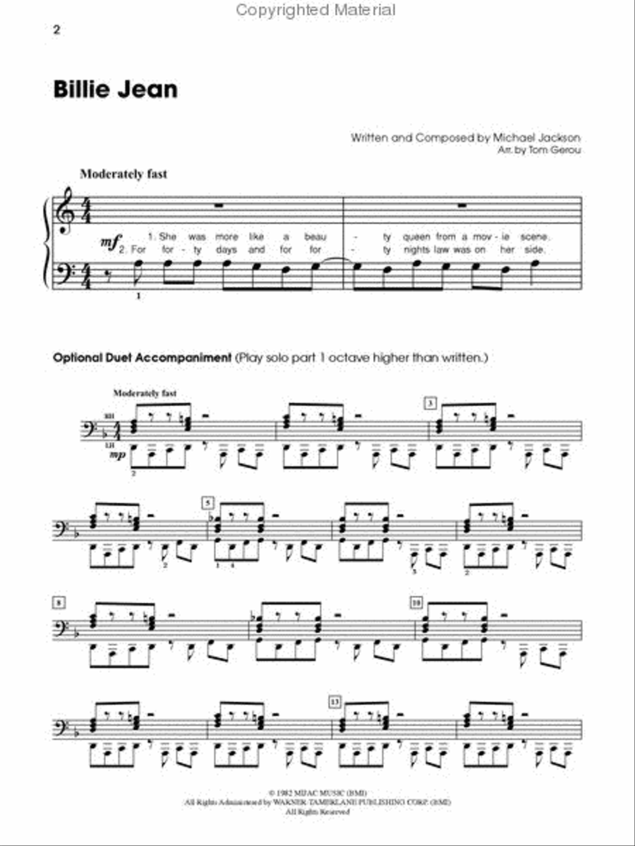 Billie Jean Piano Solo scores gallery preview page 2
