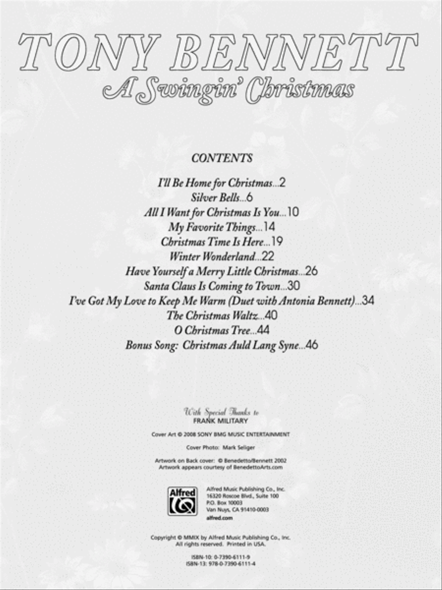 Tony Bennett -- A Swingin' Christmas Piano, Vocal, Guitar scores gallery preview page 2
