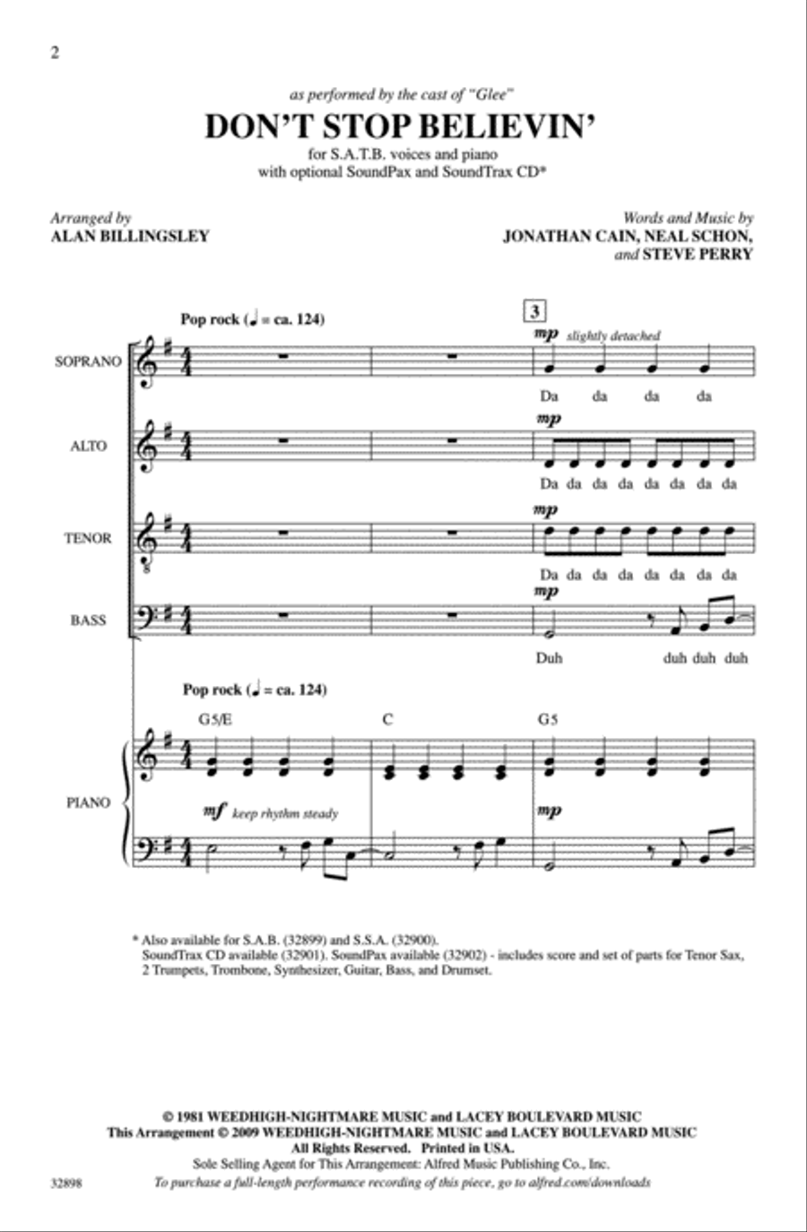 Don't Stop Believin' Don't Stop Believin' 4-Part scores gallery preview page 2