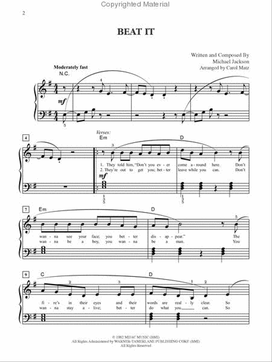 Beat It Easy Piano scores gallery preview page 2