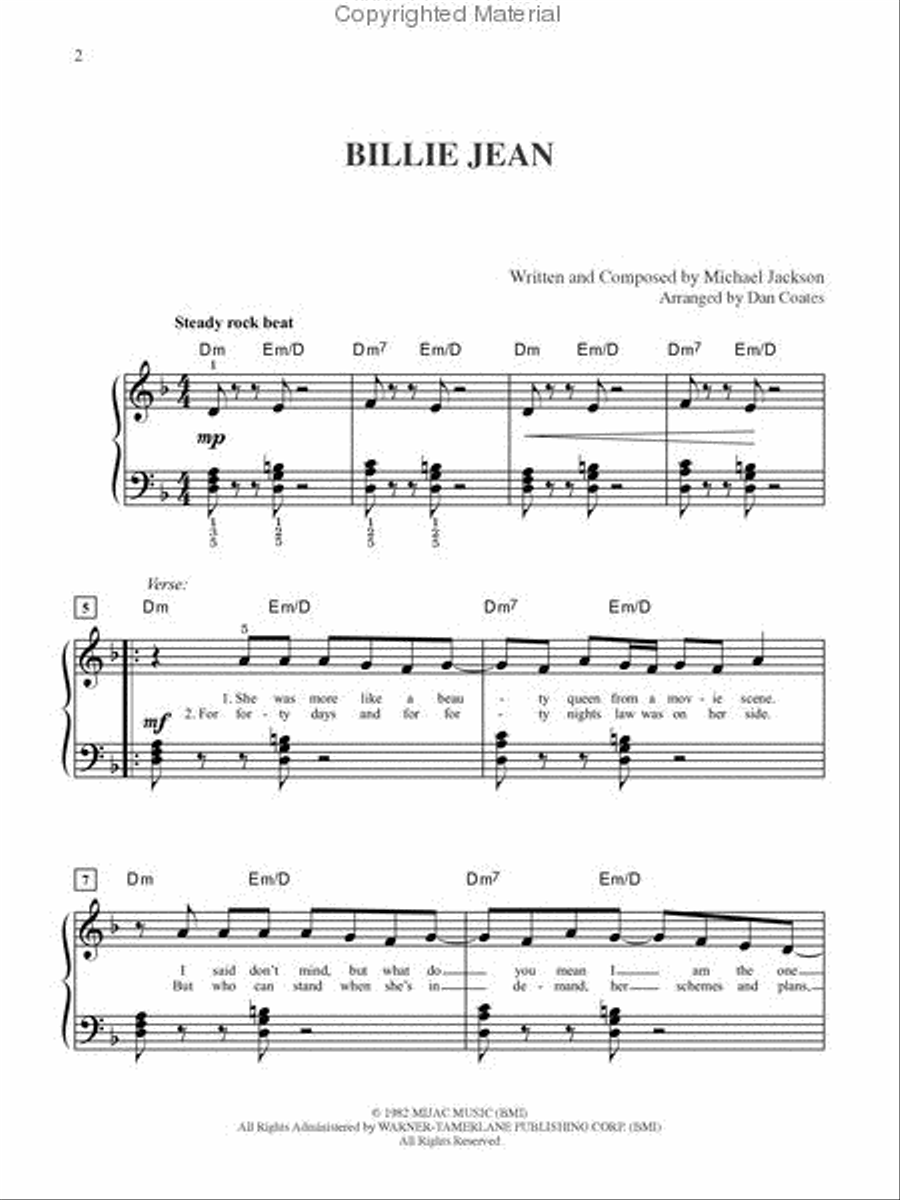 Billie Jean Easy Piano scores gallery preview page 2