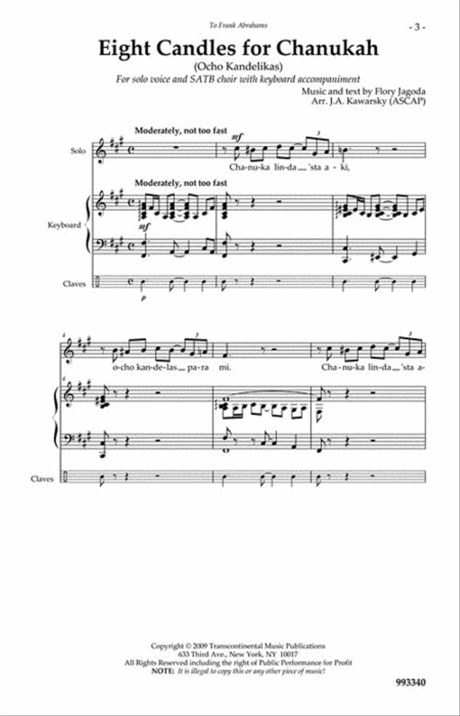 Eight Candles for Chanukah (Ocho Kandelikas) 4-Part scores gallery preview page 2