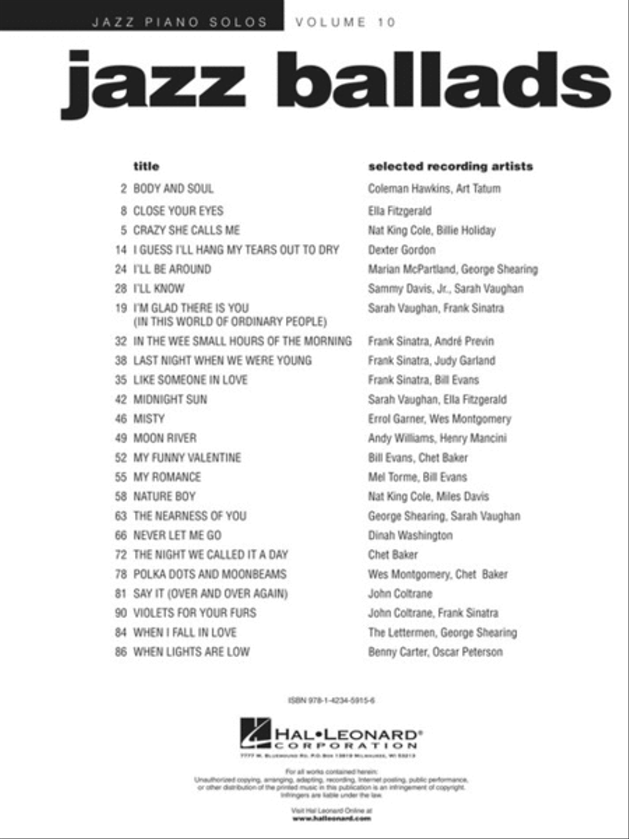 Jazz Ballads Piano Solo scores gallery preview page 2