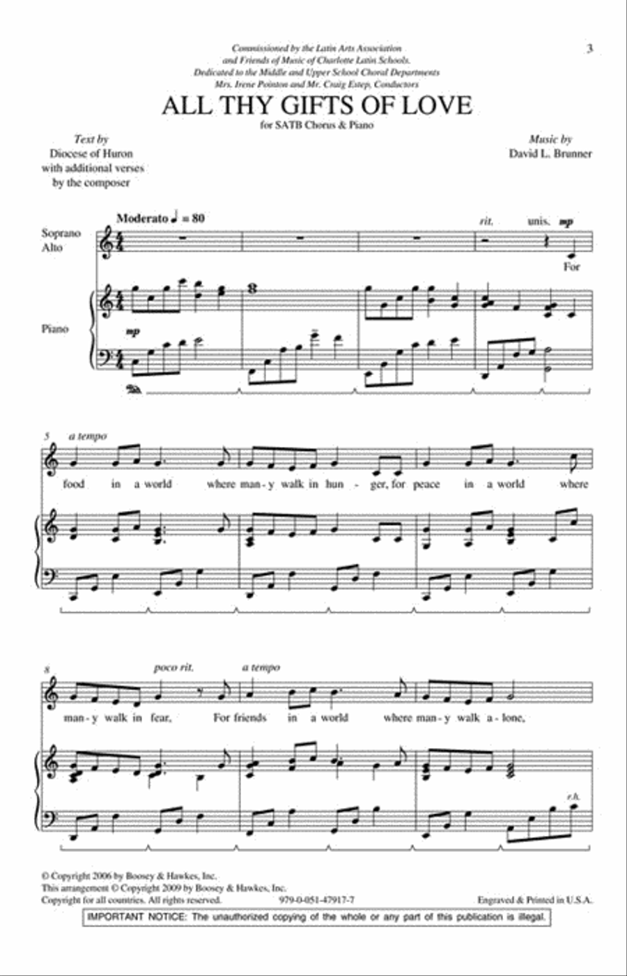 All Thy Gifts of Love All Thy Gifts of Love 4-Part scores gallery preview page 2