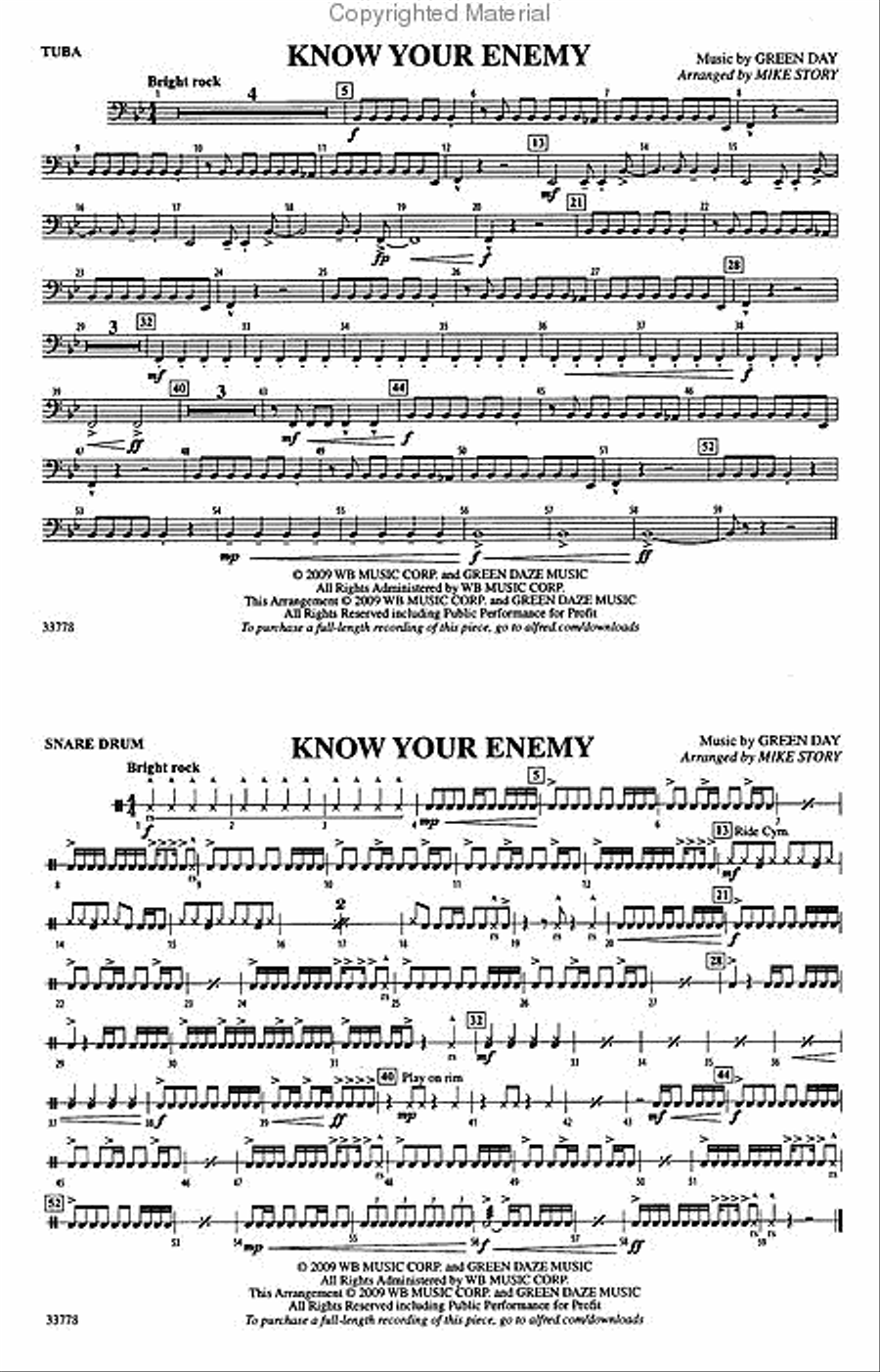 Know Your Enemy Marching Band scores gallery preview page 5