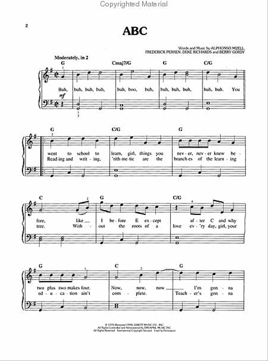 Best of the Jackson 5 Easy Piano scores gallery preview page 2