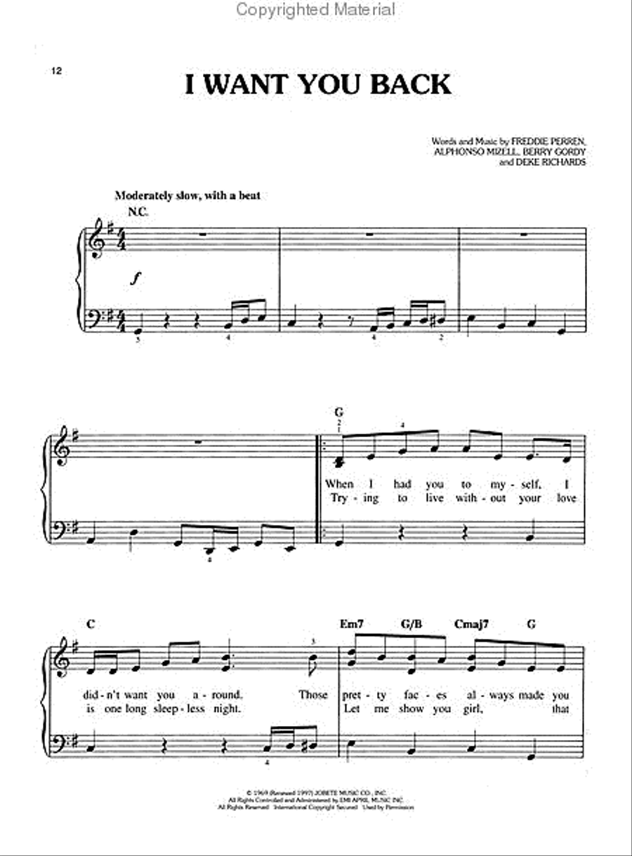 Best of the Jackson 5 Easy Piano scores gallery preview page 4