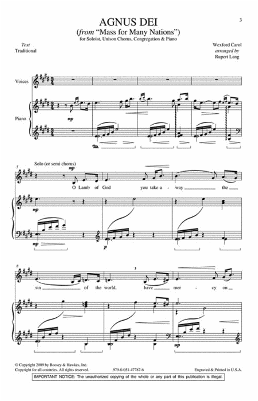 Agnus Dei Agnus Dei Unison Choir scores gallery preview page 2