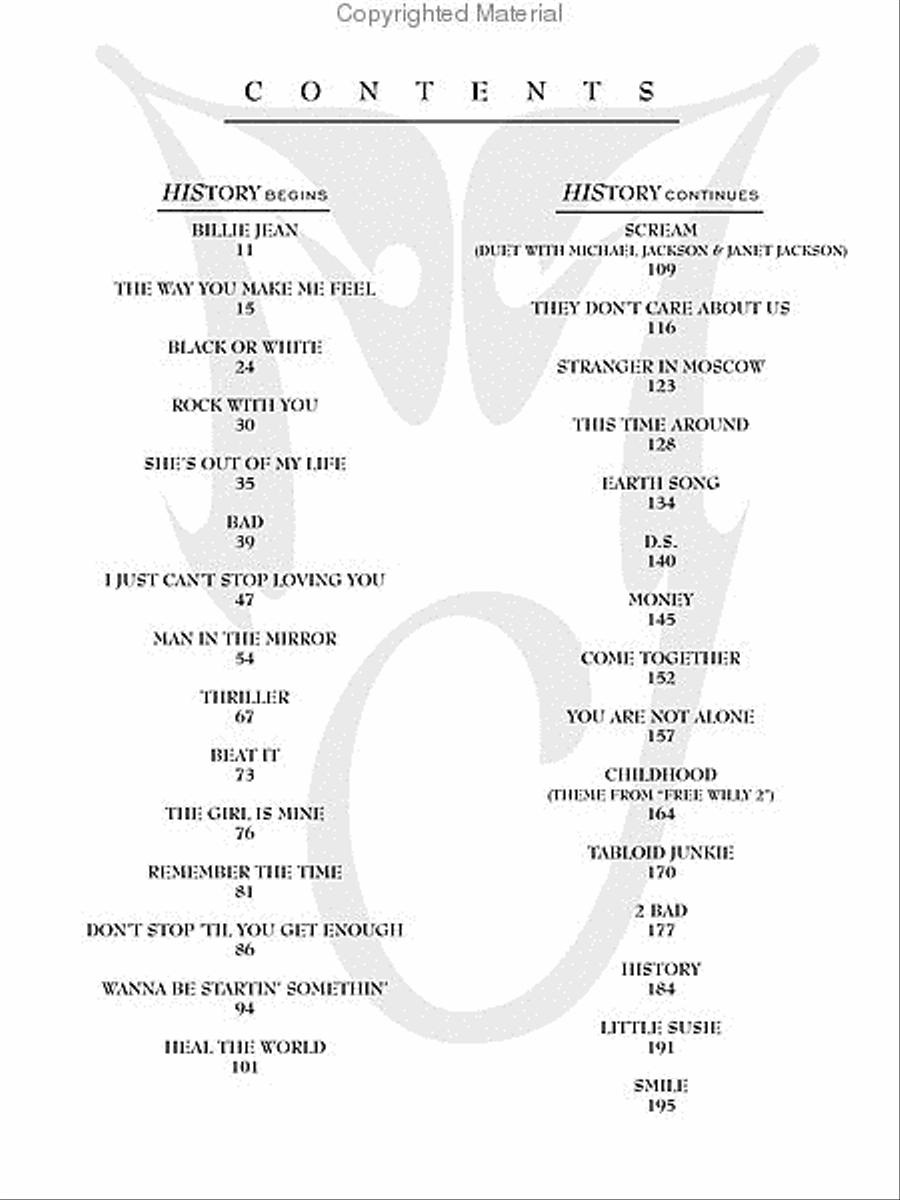 Michael Jackson – HIStory (Past, Present and Future, Book 1) Piano, Vocal, Guitar scores gallery preview page 2