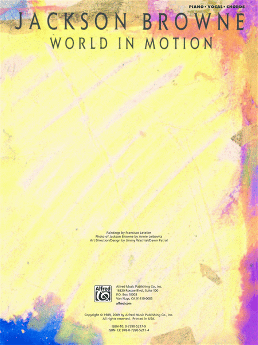 Jackson Browne -- World in Motion Piano, Vocal, Guitar scores gallery preview page 2