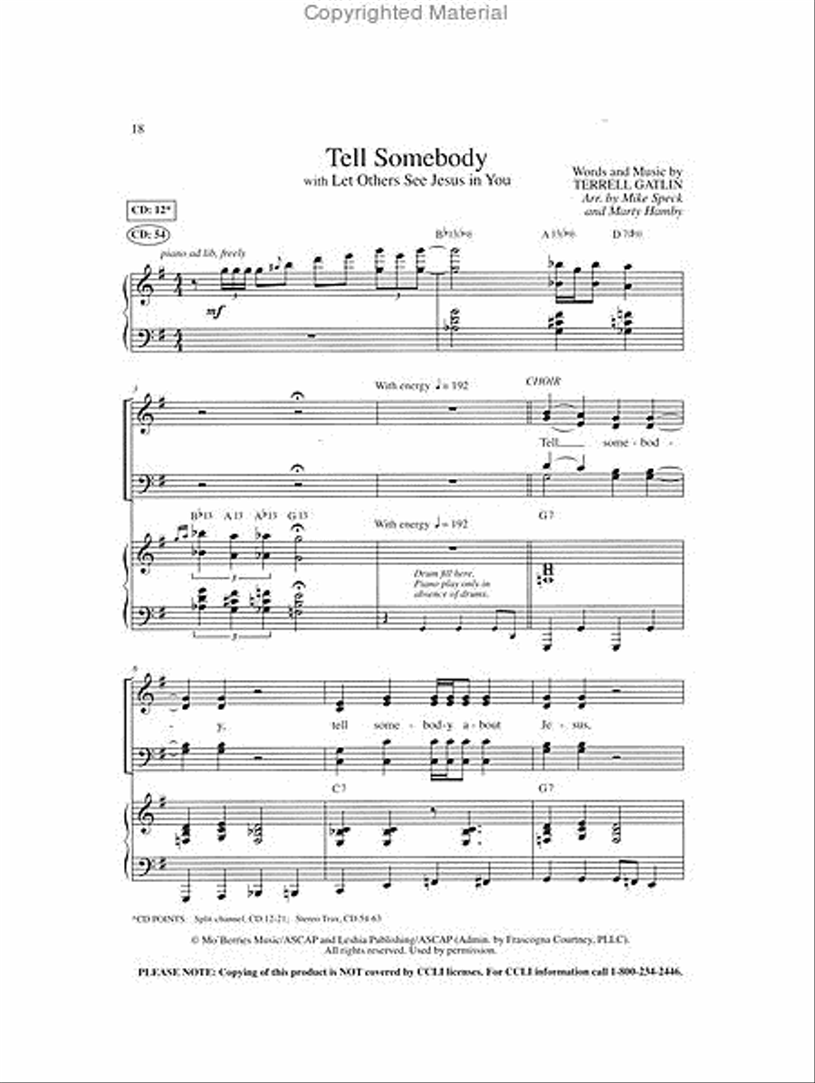 Tell Somebody (Book) 4-Part scores gallery preview page 4