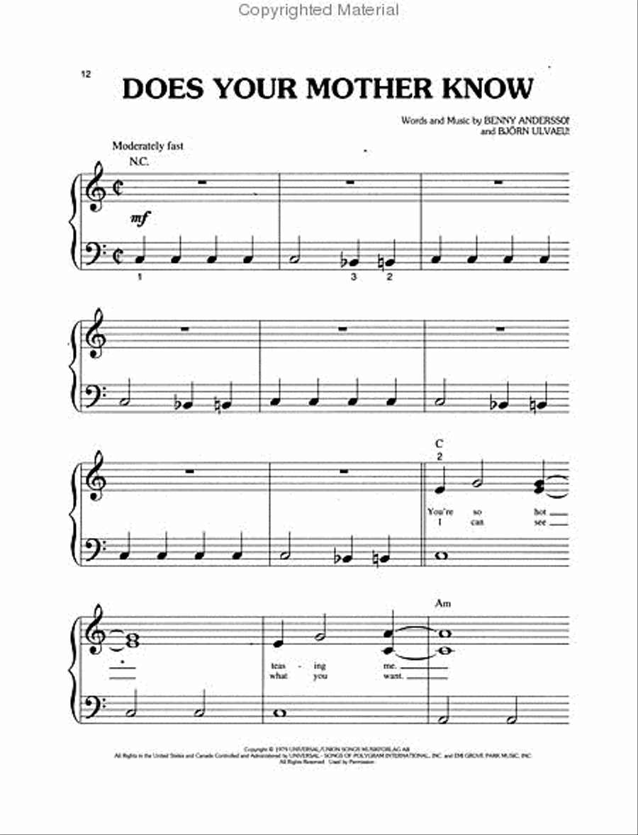 Mamma Mia! Mamma Mia! Easy Piano scores gallery preview page 3