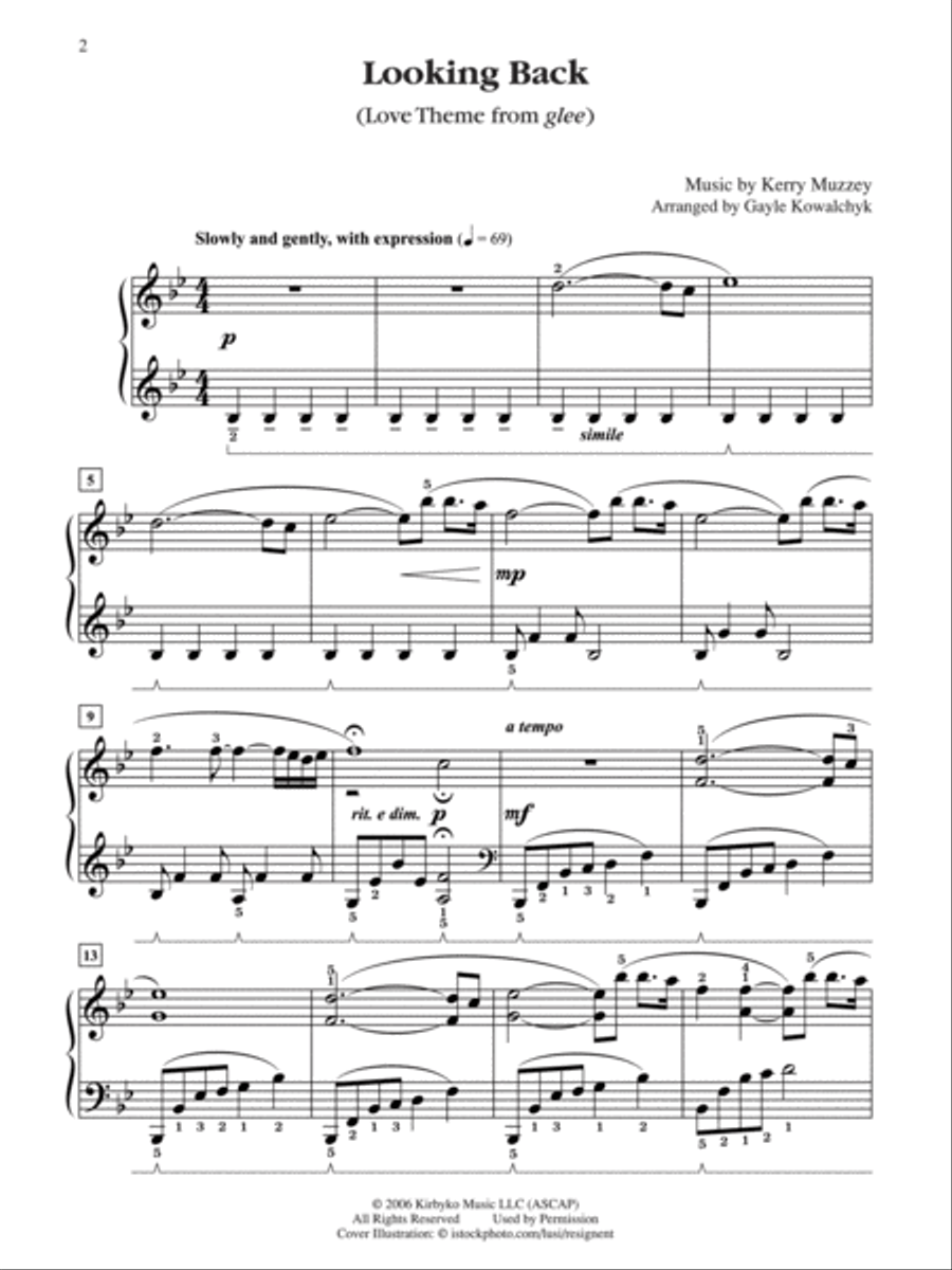 Looking Back (Love Theme from Glee) Easy Piano scores gallery preview page 2