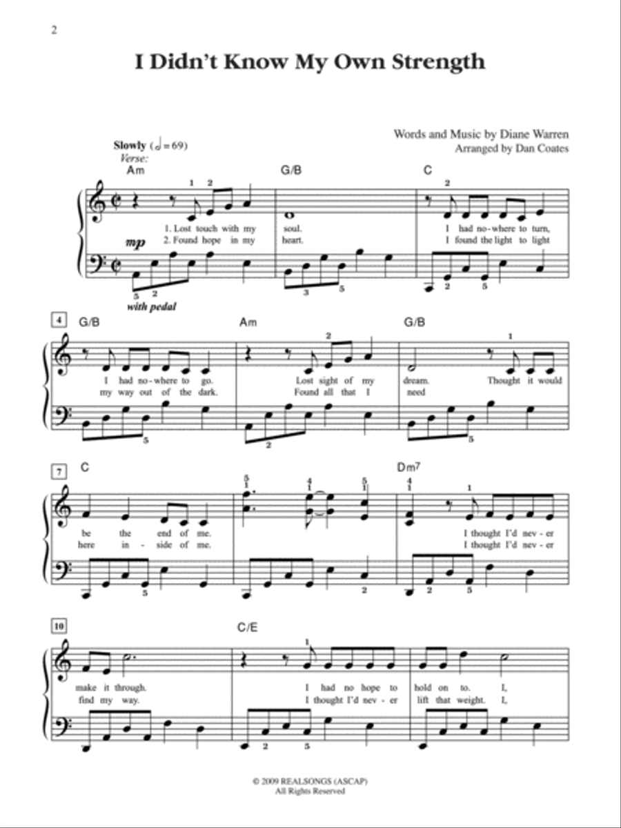 I Didn't Know My Own Strength Easy Piano scores gallery preview page 2