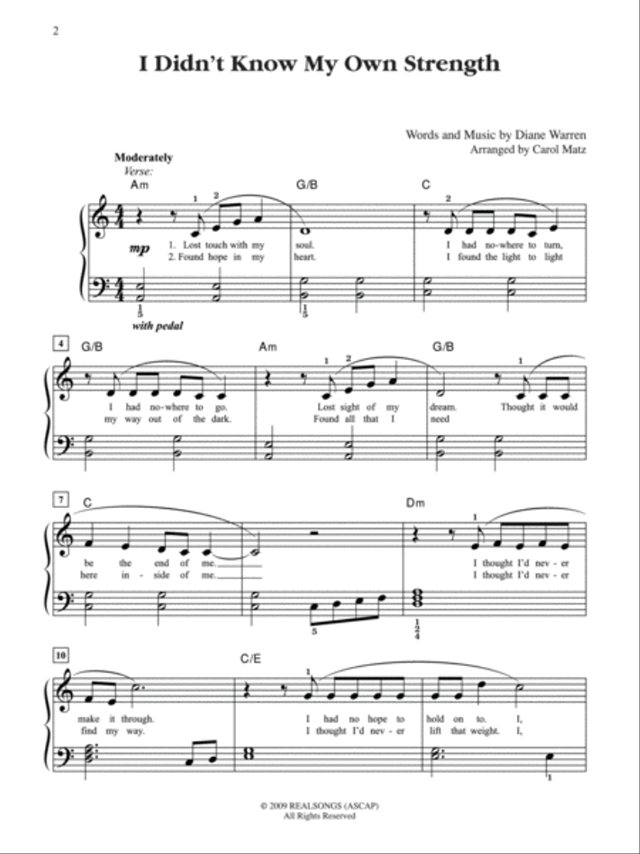 I Didn't Know My Own Strength Easy Piano scores gallery preview page 2