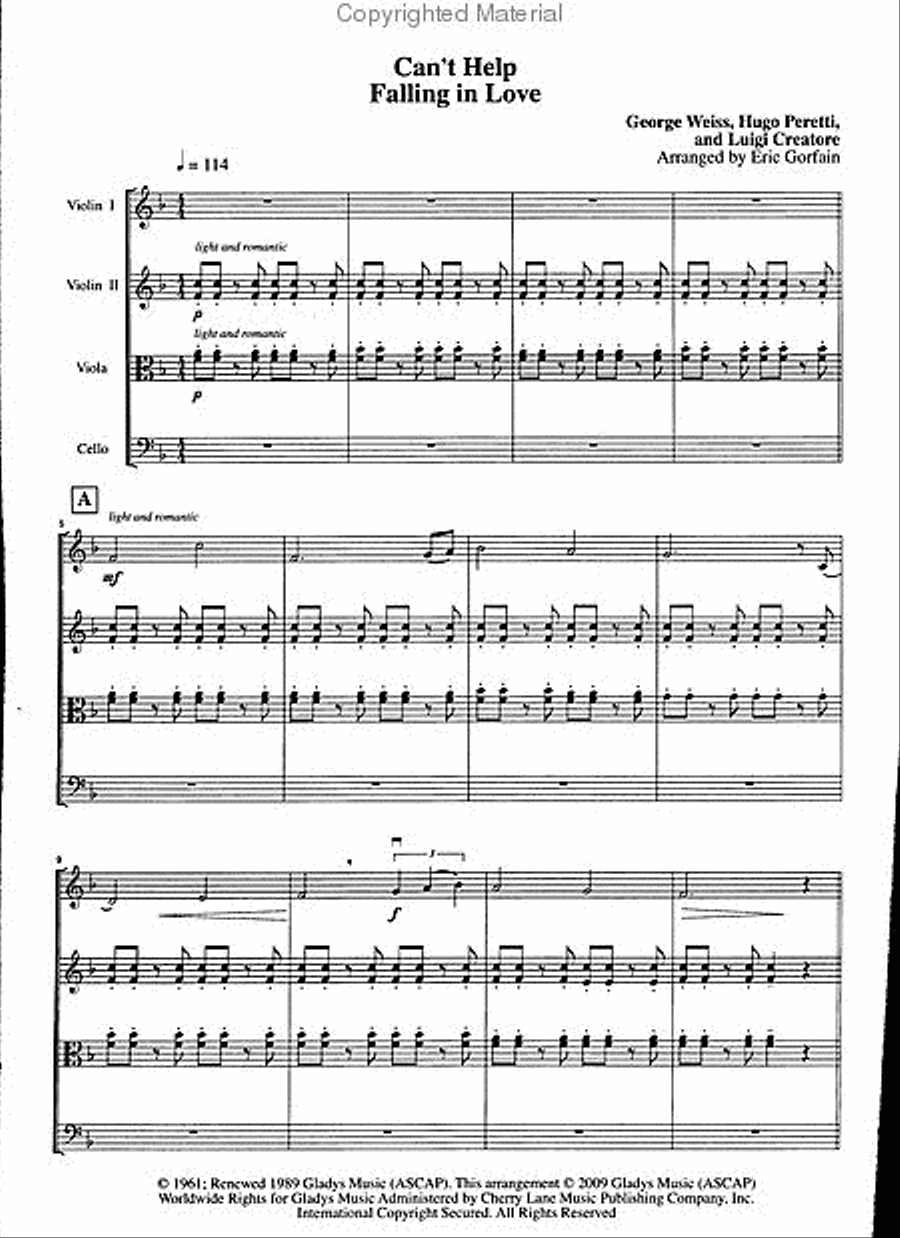 Elvis Presley - Love Songs for String Quartet Cello scores gallery preview page 2
