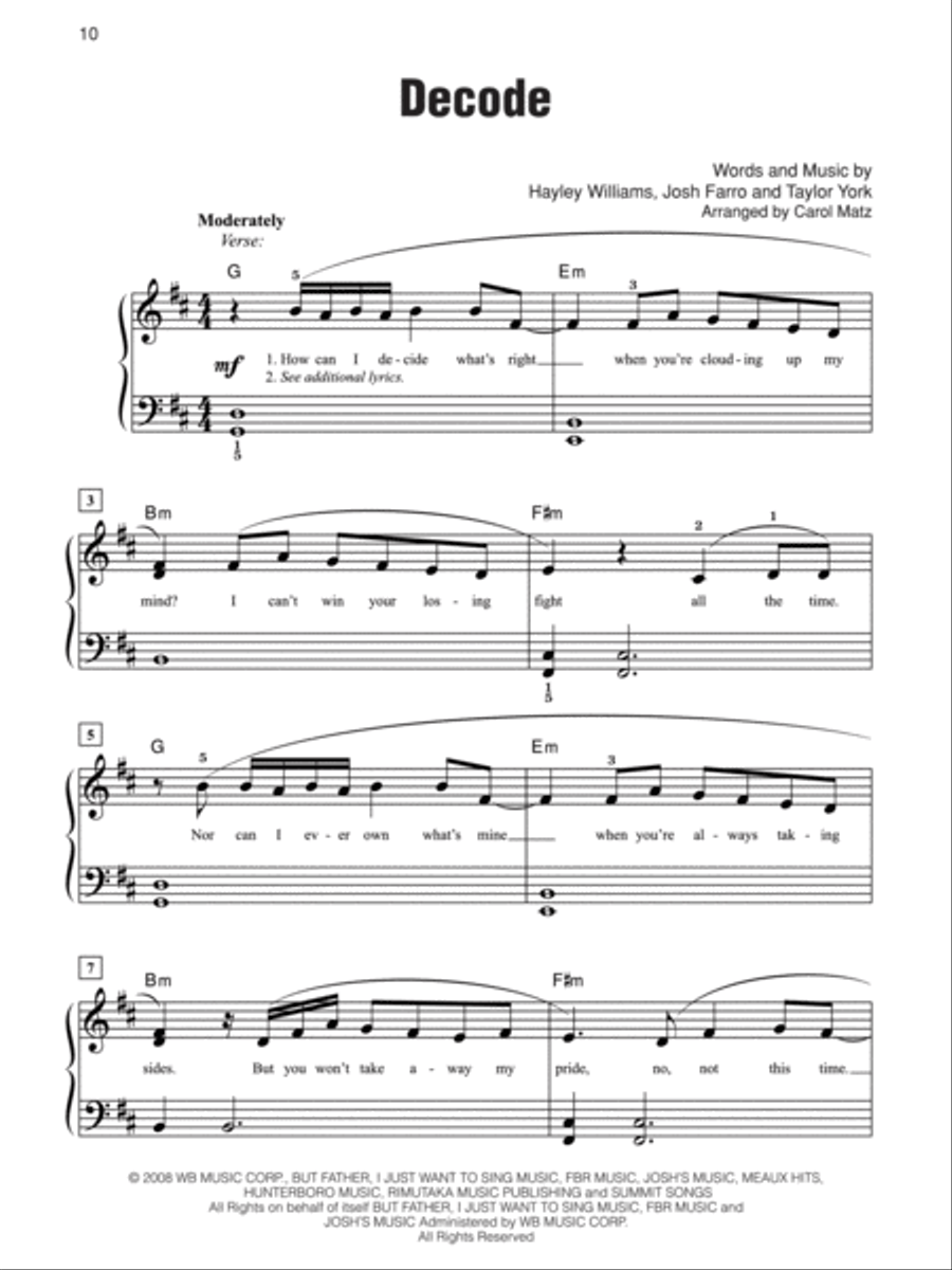 Megahits of 2009 Easy Piano scores gallery preview page 3