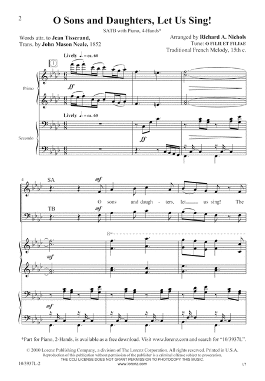 O Sons and Daughters, Let Us Sing! 4-Part scores gallery preview page 3