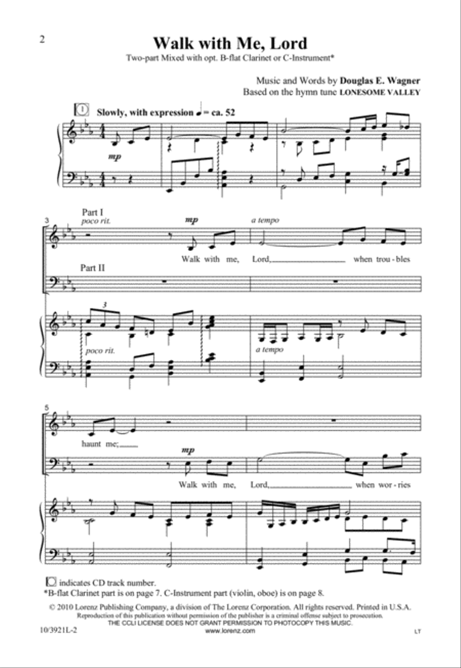 Walk with Me, Lord Walk with Me, Lord 2-Part scores gallery preview page 3