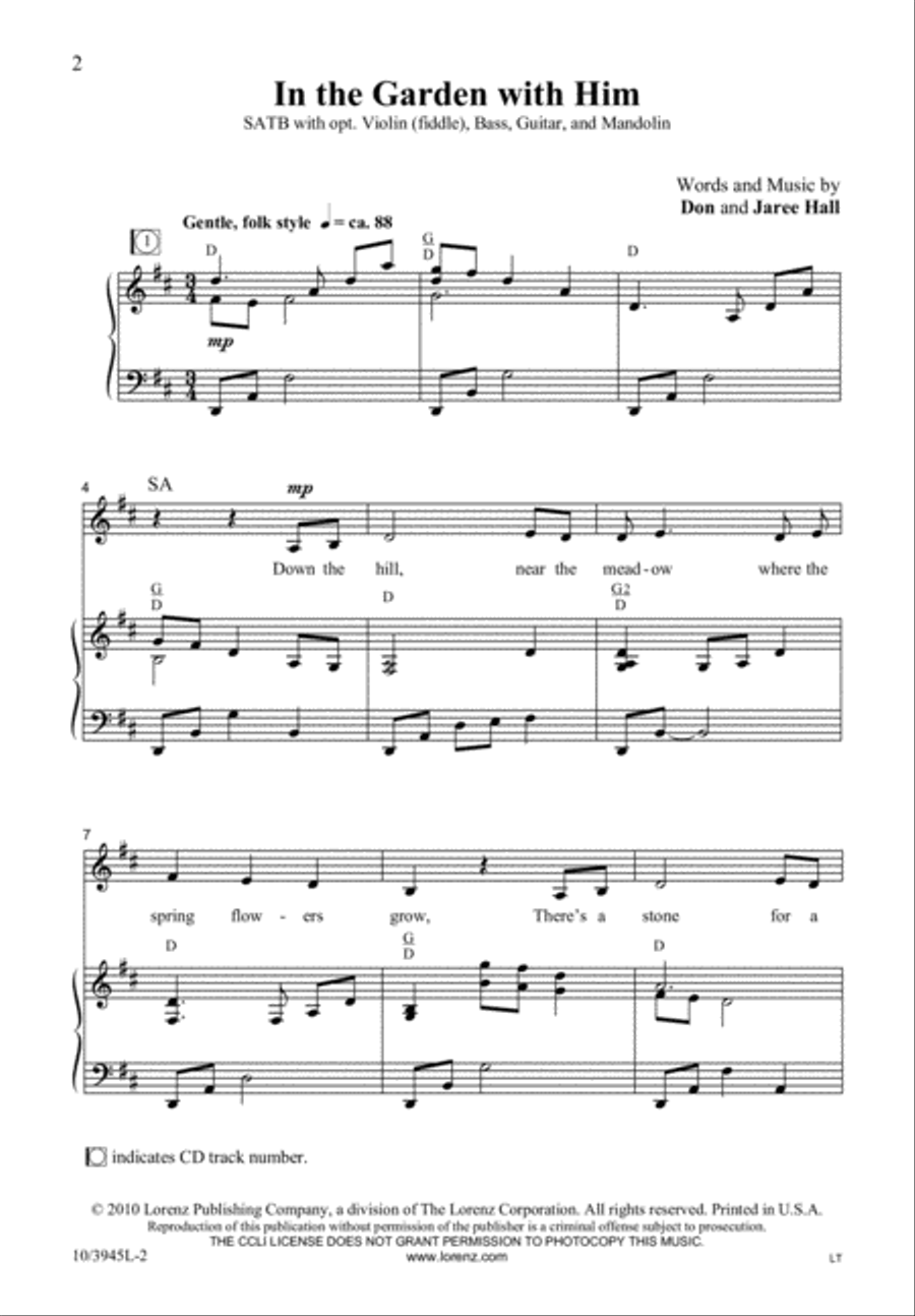 In the Garden with Him In the Garden with Him 4-Part scores gallery preview page 3