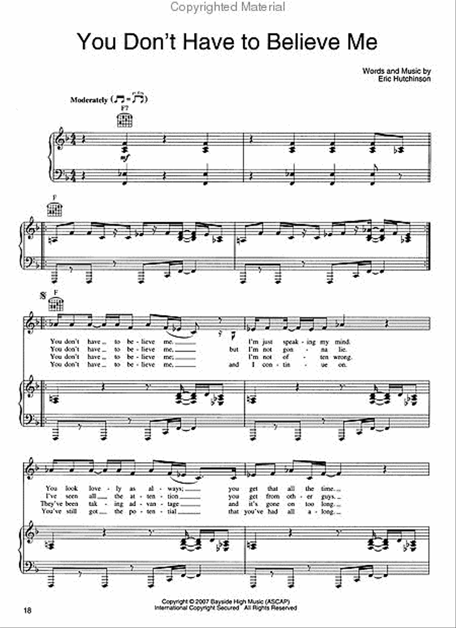 Eric Hutchinson - Sounds Like This Piano, Vocal, Guitar scores gallery preview page 3