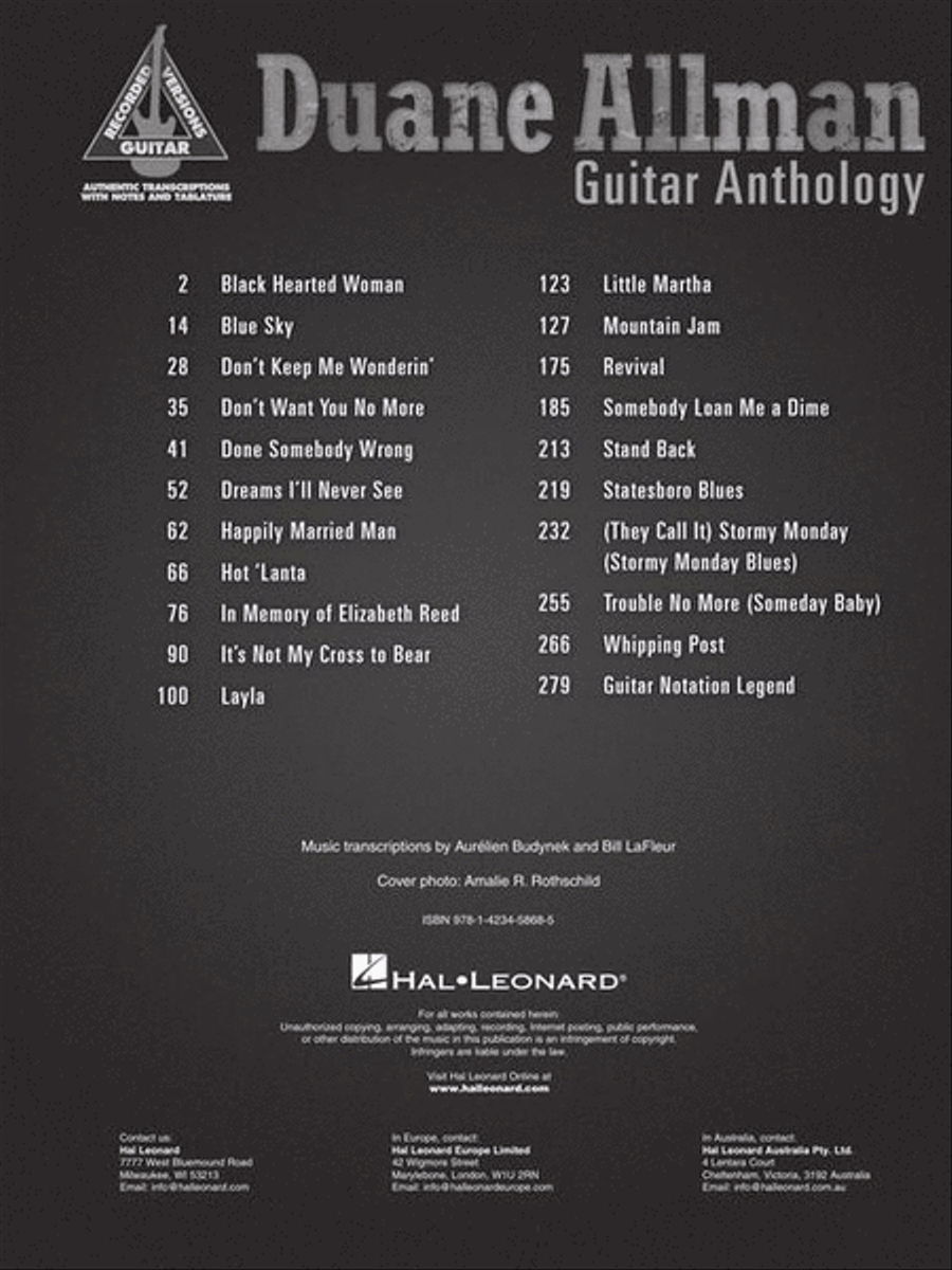 Duane Allman Guitar Anthology Electric Guitar scores gallery preview page 3