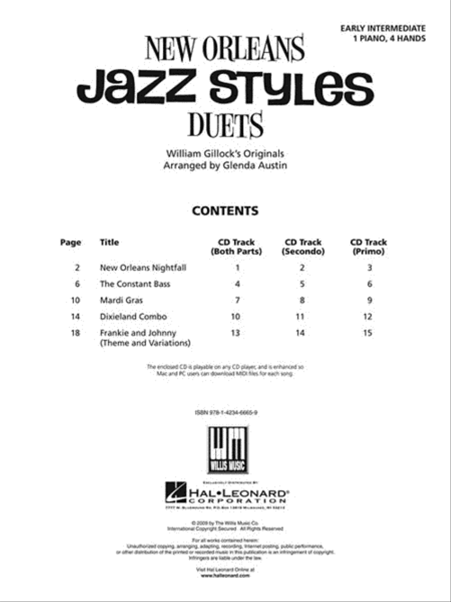New Orleans Jazz Styles Duets - Book/Online Audio 1 Piano, 4-Hands scores gallery preview page 2