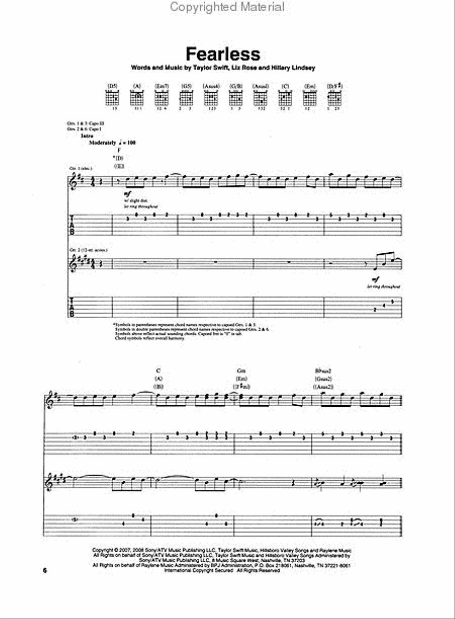 Taylor Swift - Fearless Electric Guitar scores gallery preview page 2