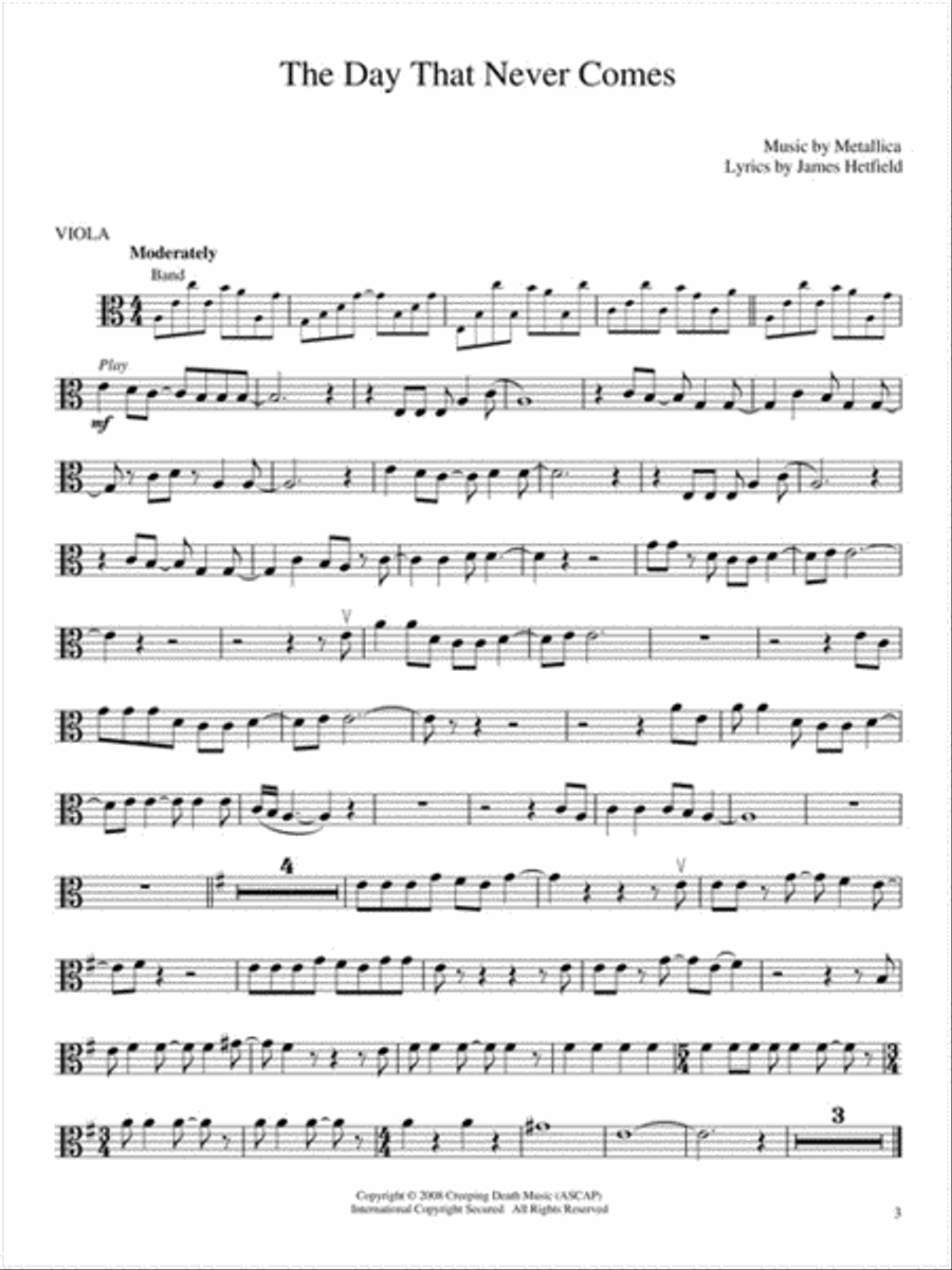 Best of Metallica for Viola Viola Solo scores gallery preview page 3