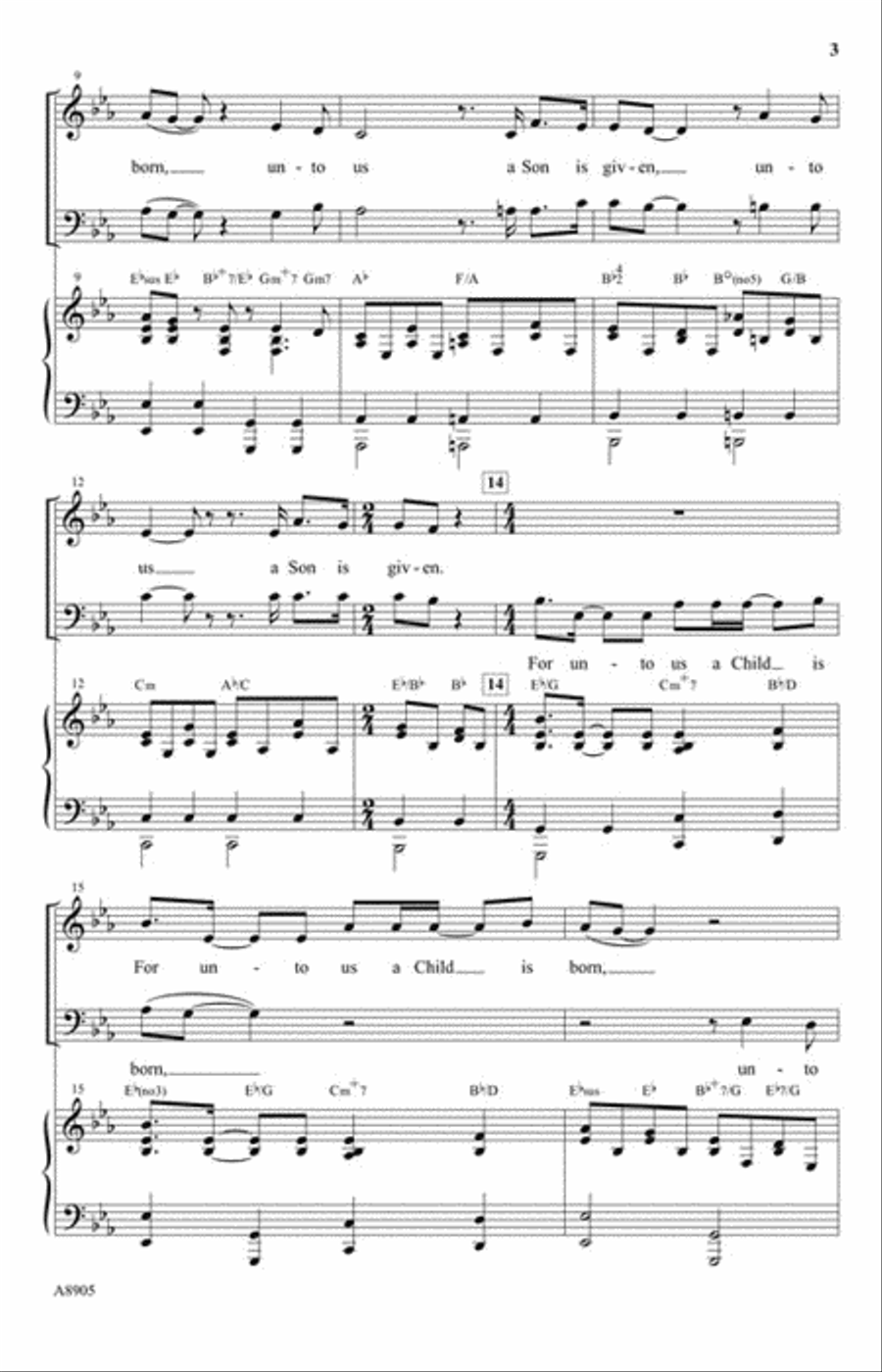 For Unto Us a Child is Born 4-Part scores gallery preview page 3