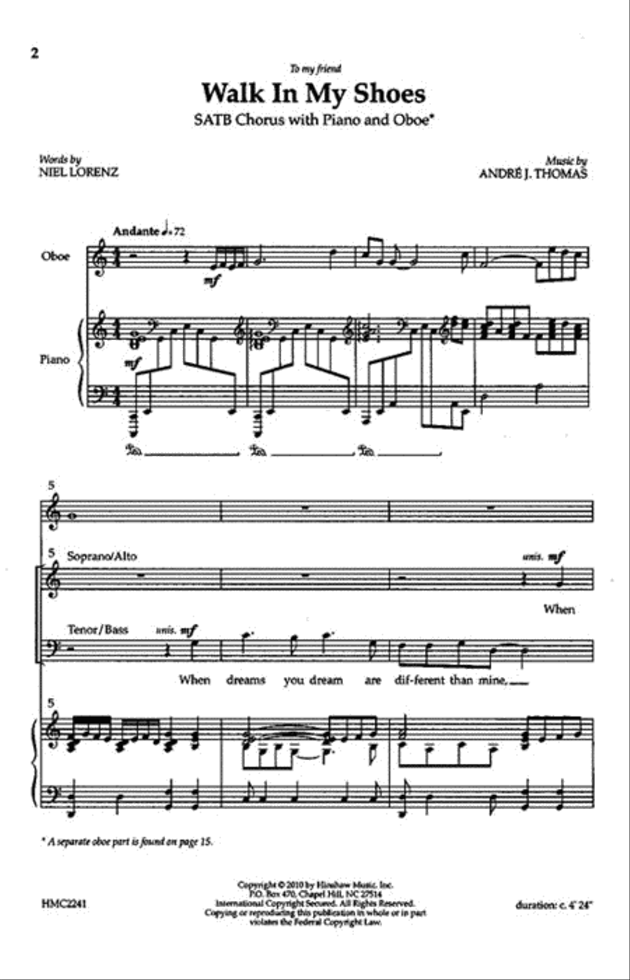 Walk in My Shoes Walk in My Shoes 4-Part scores gallery preview page 2