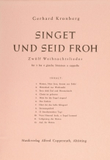 Gerhard Kronberg: Singet und seid froh; 12 Weihnachstlieder