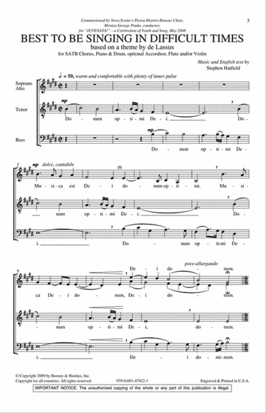 Best to Be Singing in Difficult Times 4-Part scores gallery preview page 2
