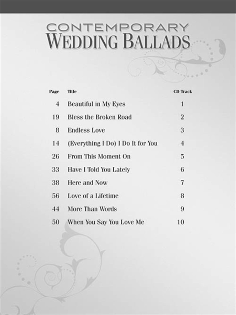 Contemporary Wedding Ballads Piano, Vocal, Guitar scores gallery preview page 2