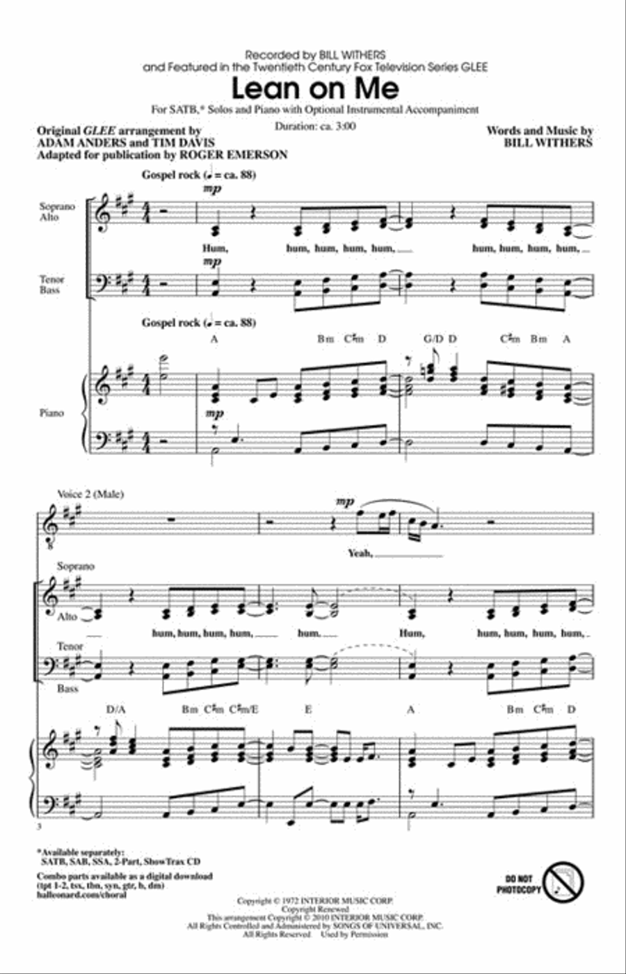 Lean on Me Choir scores gallery preview page 2
