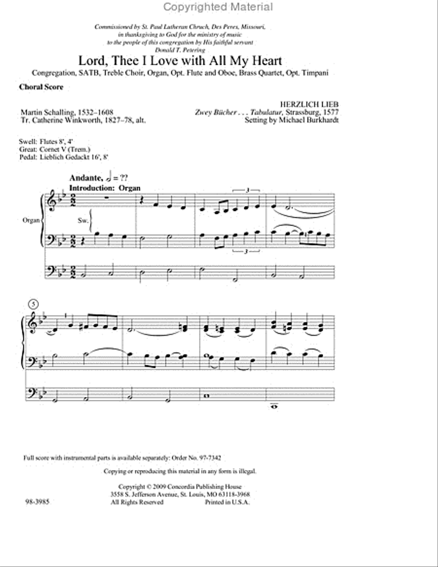 Lord, Thee I Love with All My Heart (Burkhardt) 4-Part scores gallery preview page 2