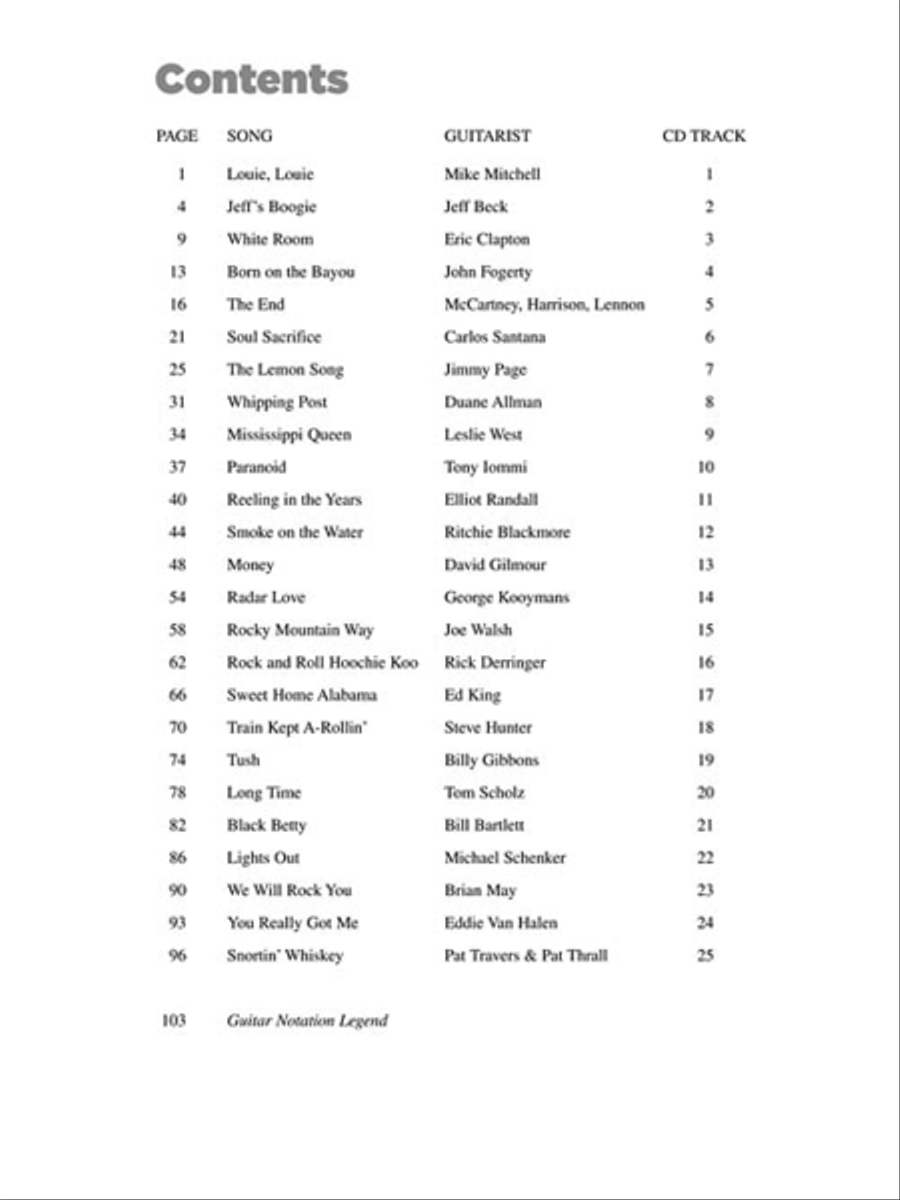 25 Great Classic Rock Guitar Solos Electric Guitar scores gallery preview page 2